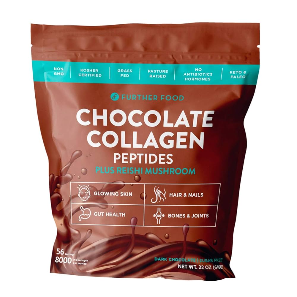 Further Food Dark Chocolate Collagen Peptides with Reishi, 56 Servings
