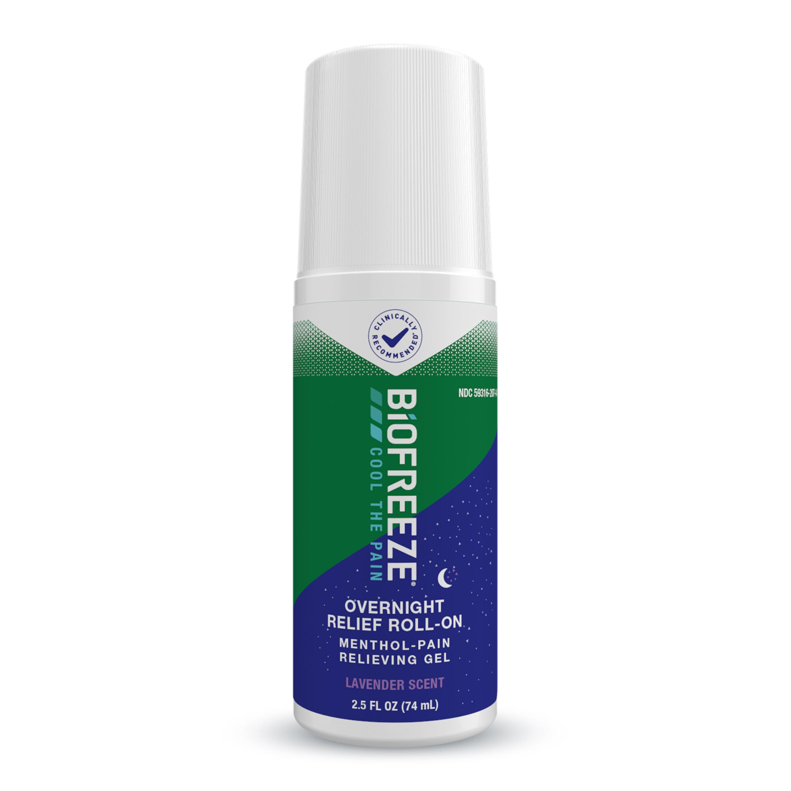 Biofreeze Overnight Roll-On Cooling Pain Relief Gel, Lavender Menthol, 2.5 fl oz
