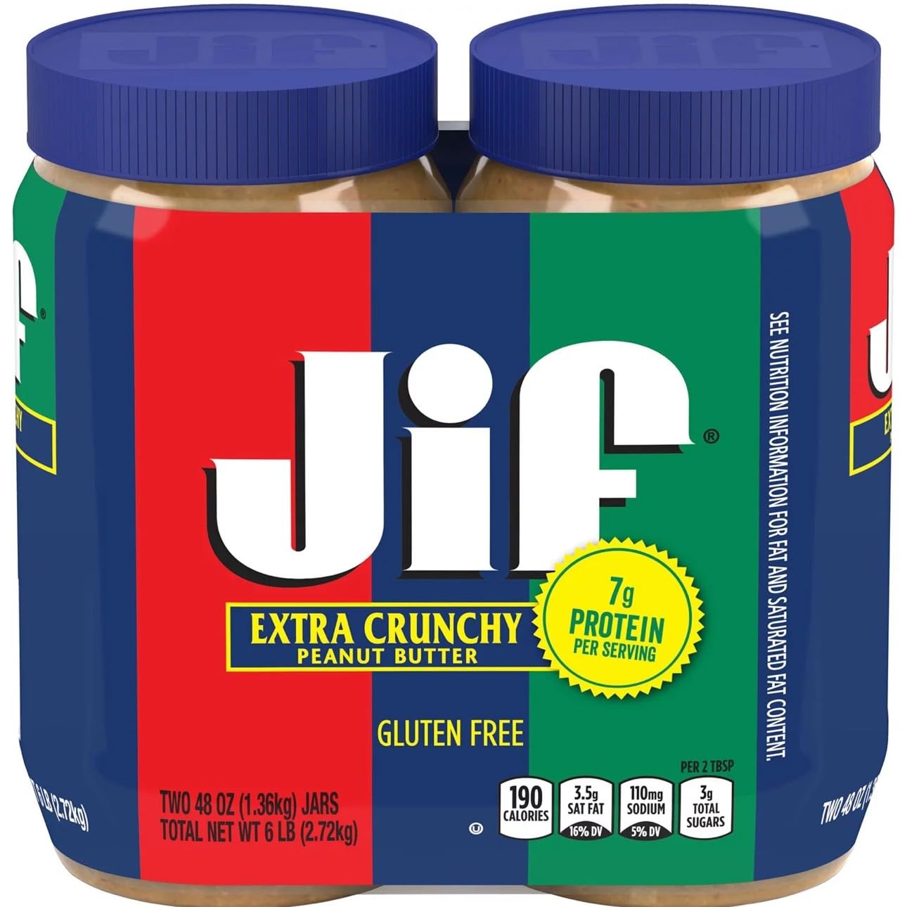 Jif Extra Crunchy Peanut Butter, 48 oz (2-Pack)