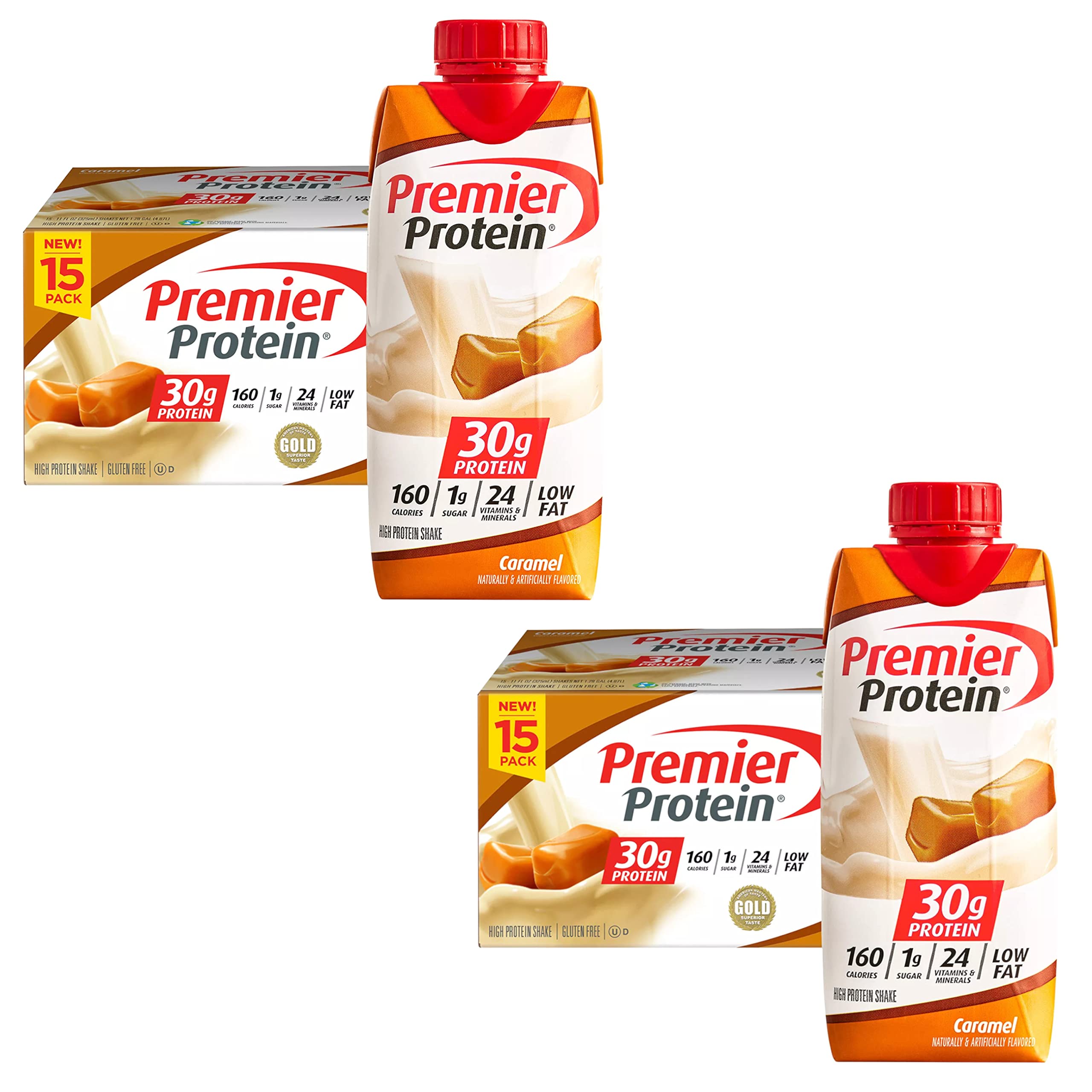 Premier Protein Caramel High Protein Shake, 30g Protein (Bulk 30-Pack Case)