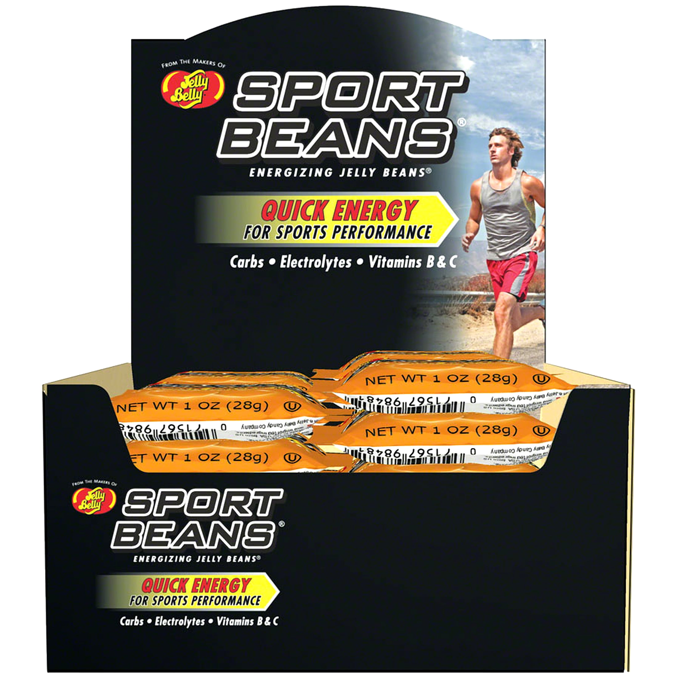 Jelly Belly Sport Beans Orange Energizing Chews, Box of 24 Packets