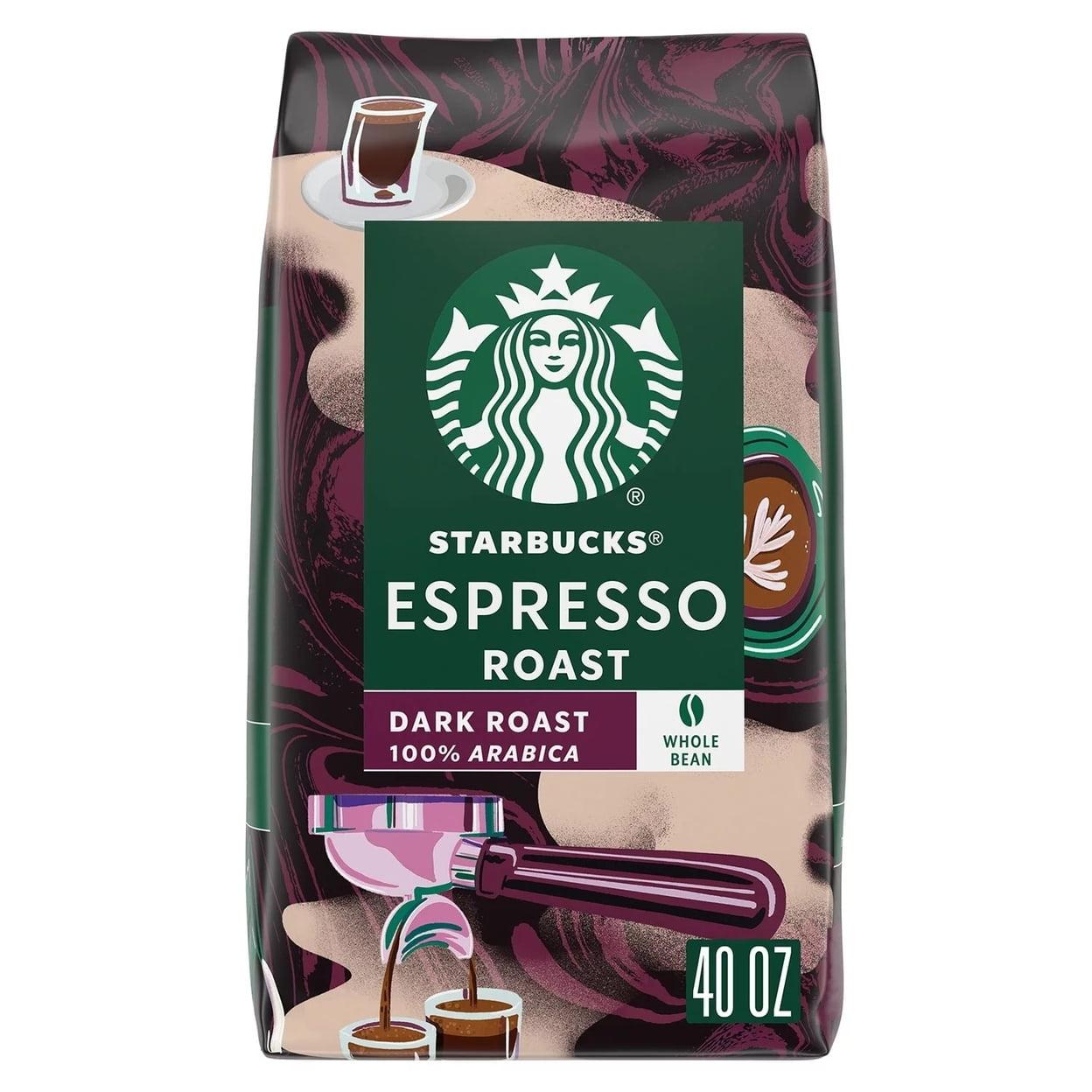 Starbucks Espresso Roast Dark Whole Bean Coffee (40 oz)