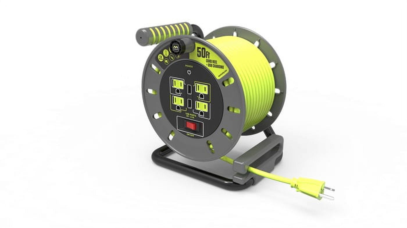 Masterplug 50ft Extension Cord Reel with USB Charging Ports, 13A