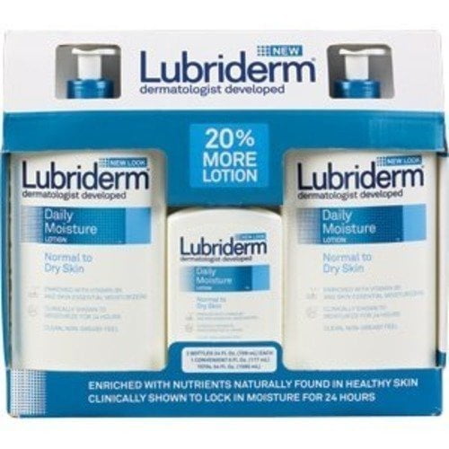 Lubriderm Daily Moisture Lotion for Normal to Dry Skin, 3-Pack Value Pack