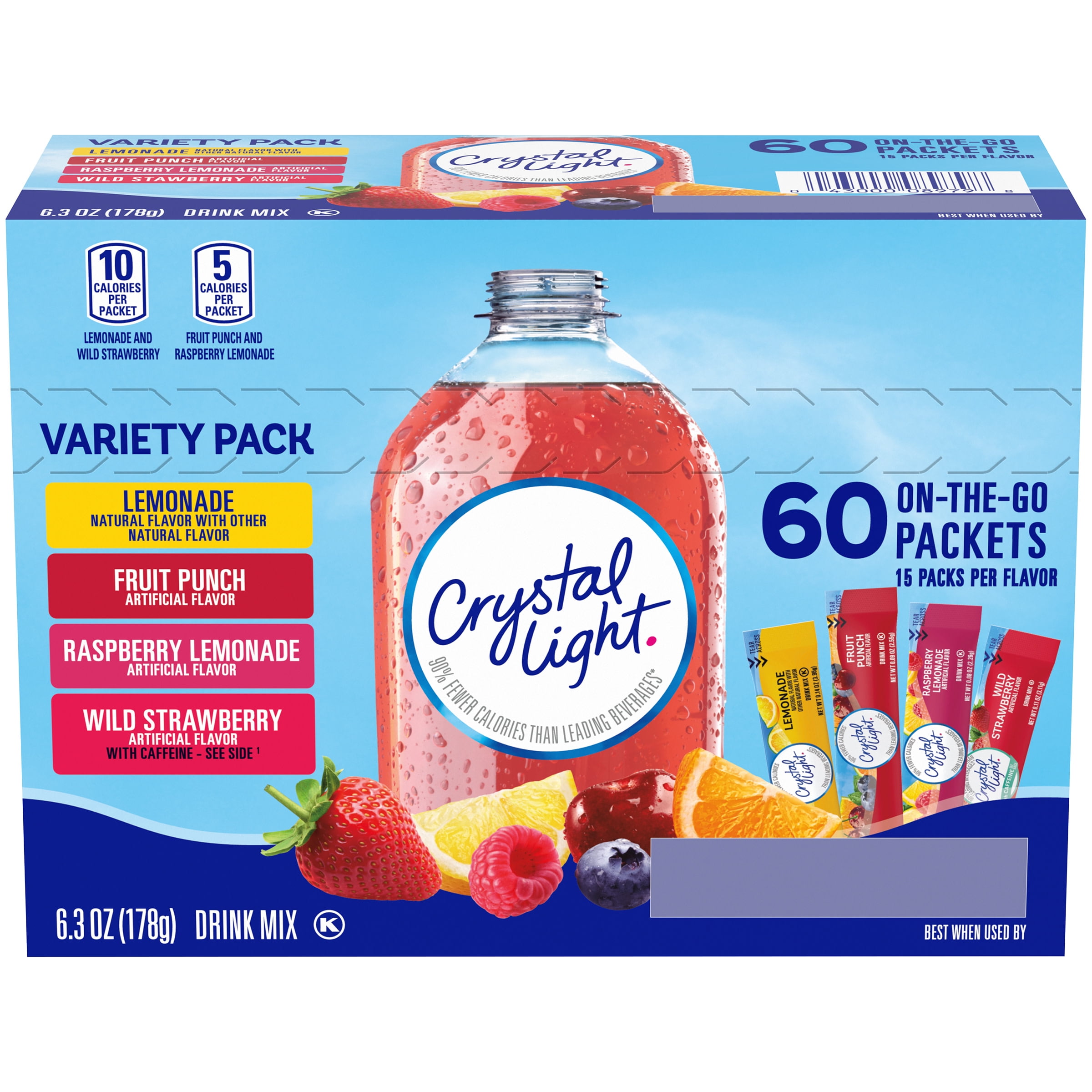 Crystal Light On the Go Drink Mix, Variety Pack, 60 Count