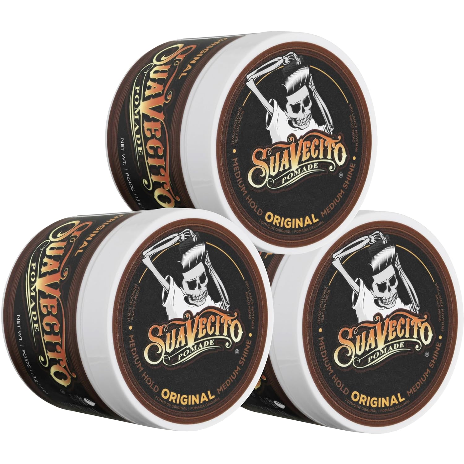 Suavecito Original Hold Pomade for Men, 4 oz (3 Pack)