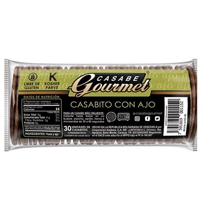 Casabe Casabito Gourmet Garlic Cassava Crackers