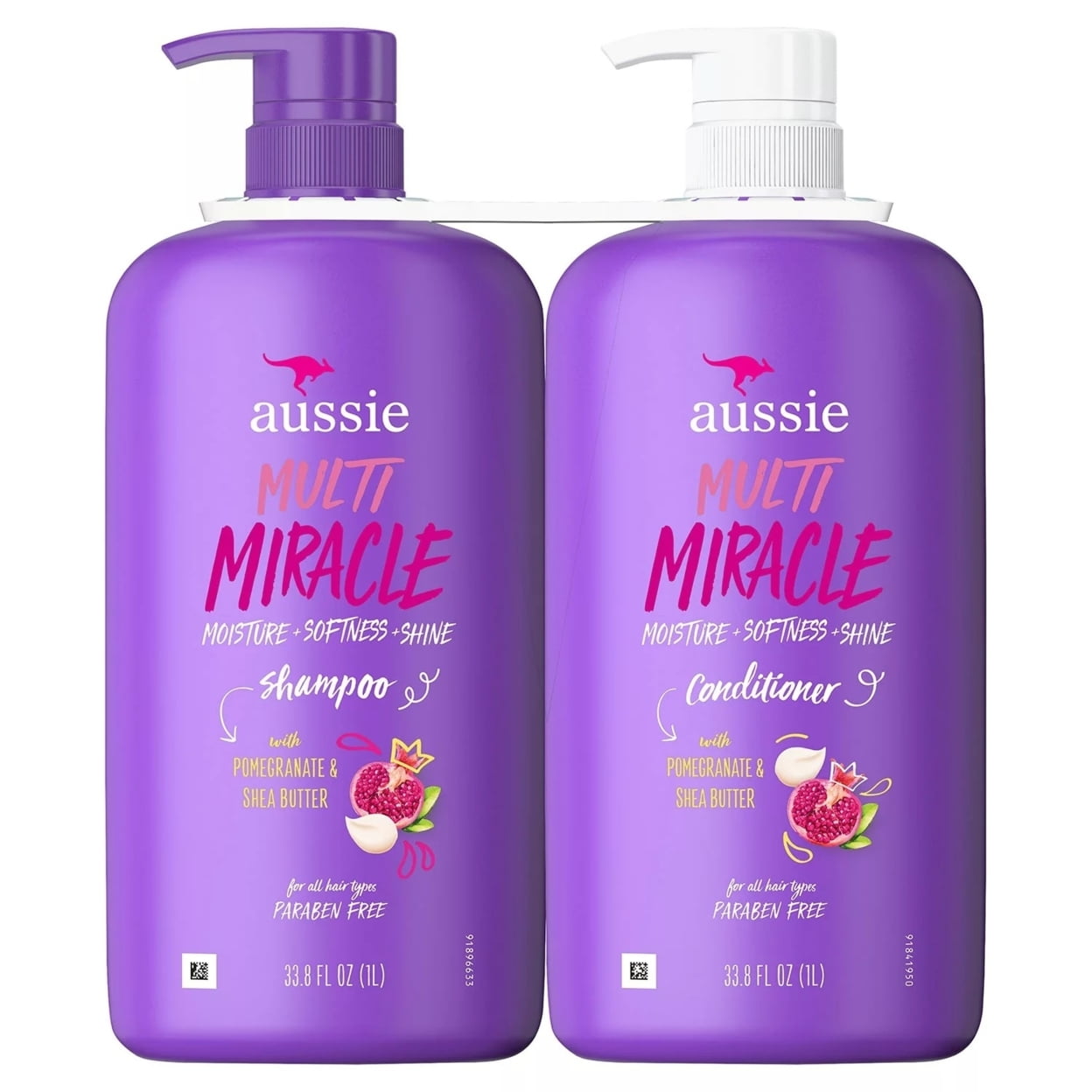 Aussie Multi Miracle Pomegranate & Shea Butter Shampoo and Conditioner (33 fl oz, 2 Pack)
