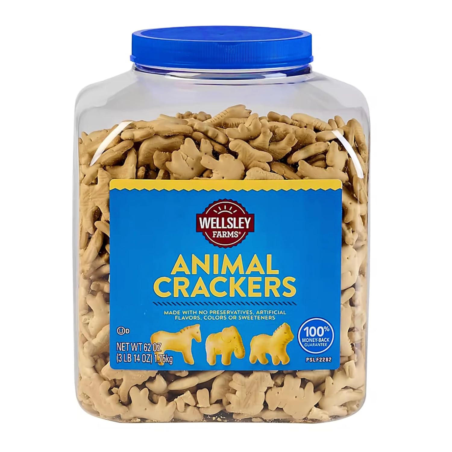 Wellsley Farms Animal Crackers, 62 oz Resealable Tub