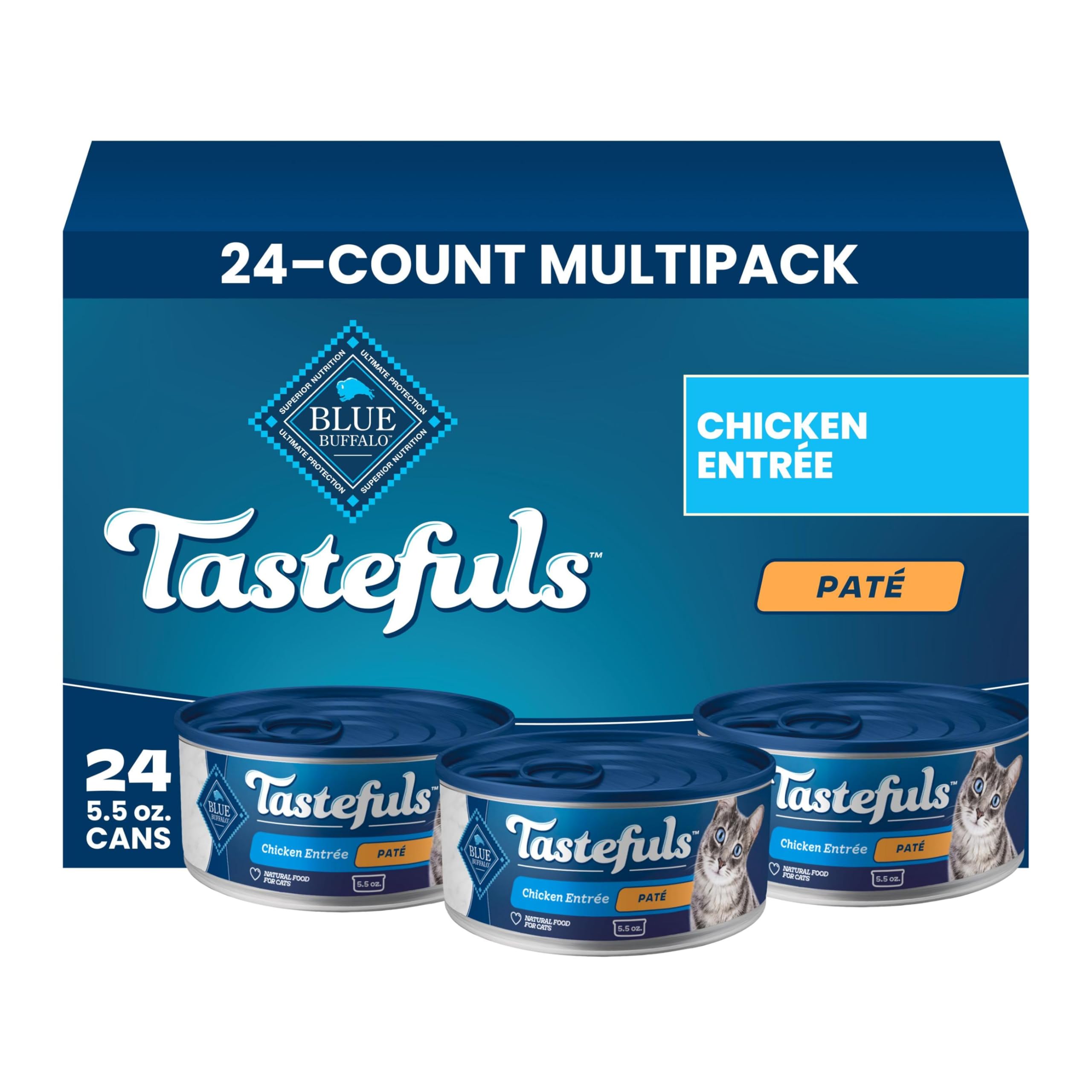 Blue Buffalo Tastefuls Chicken Paté Wet Cat Food, 5.5 oz, 24-Count