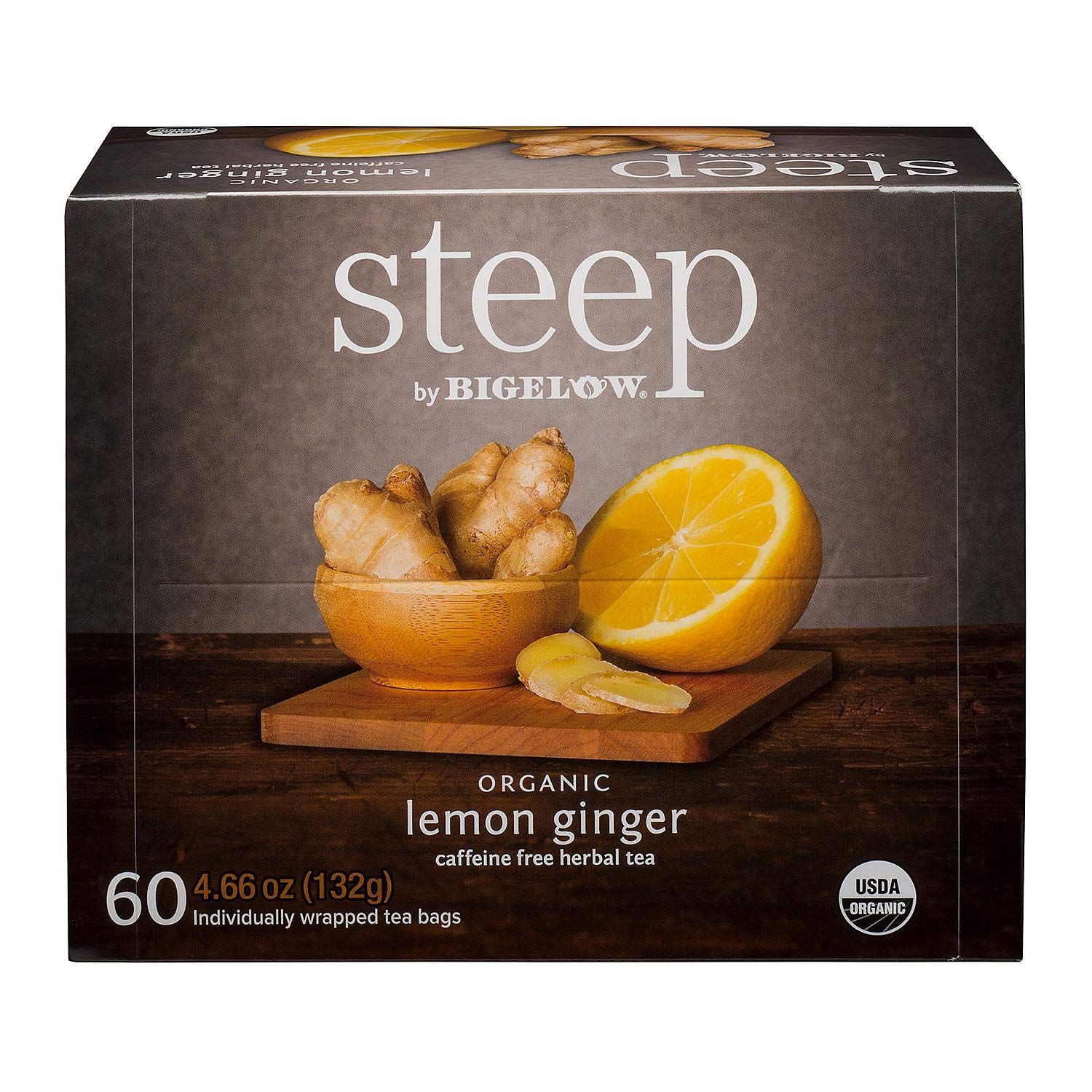 Bigelow Organic Lemon Ginger Herbal Tea, 60 Tea Bags