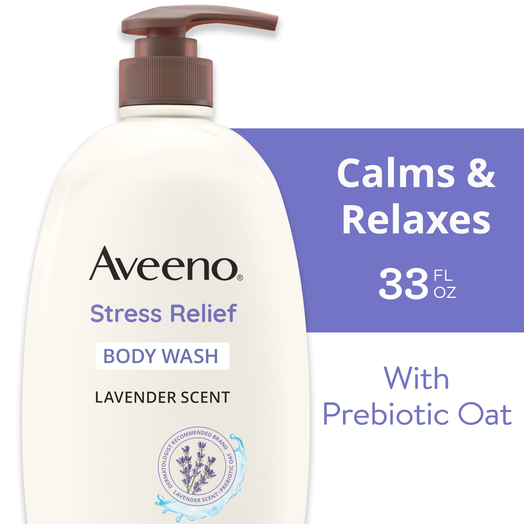 Aveeno Stress Relief Lavender Body Wash with Oat, Calming Shower Gel (33 oz)