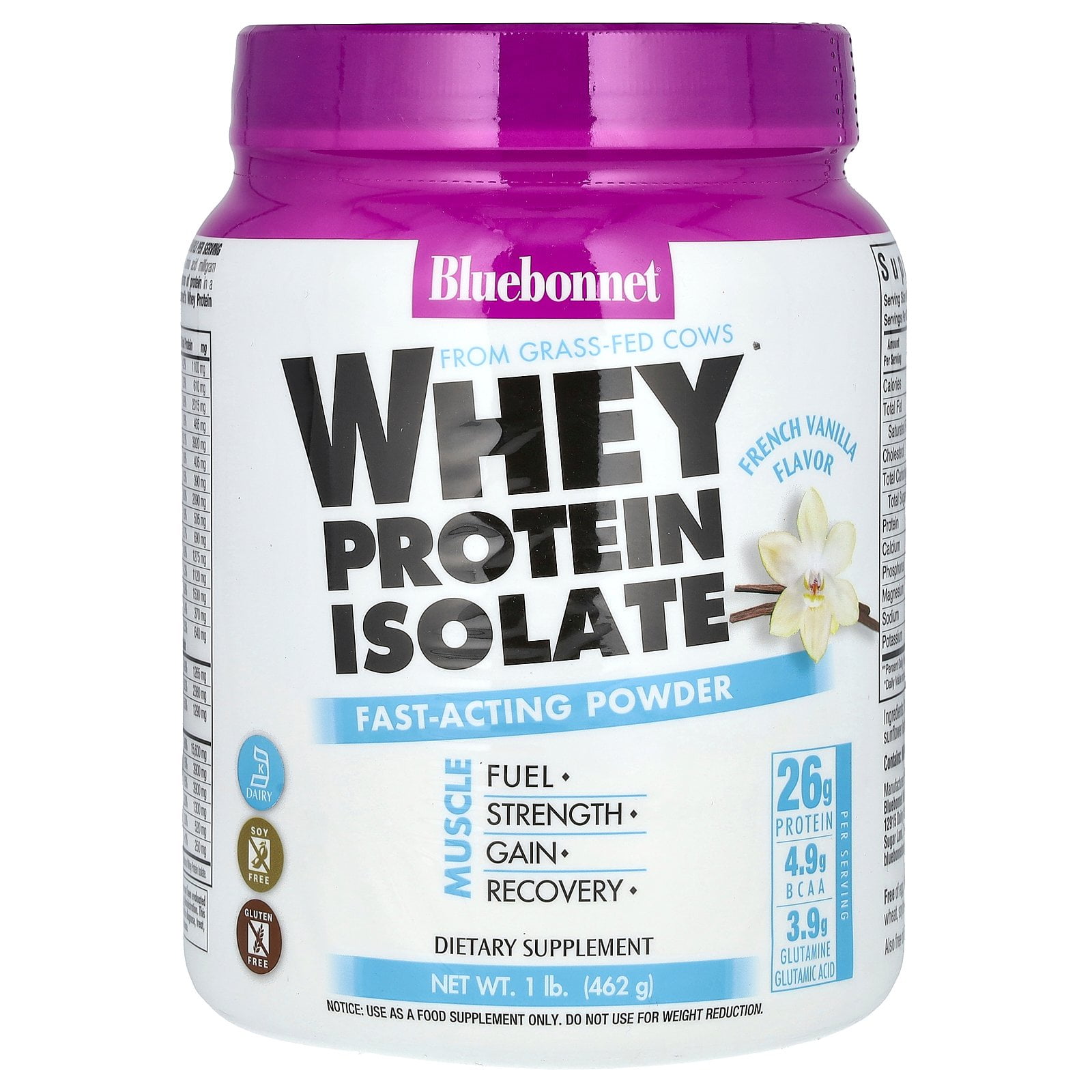 Bluebonnet Whey Protein Isolate Powder, French Vanilla, 1 lb