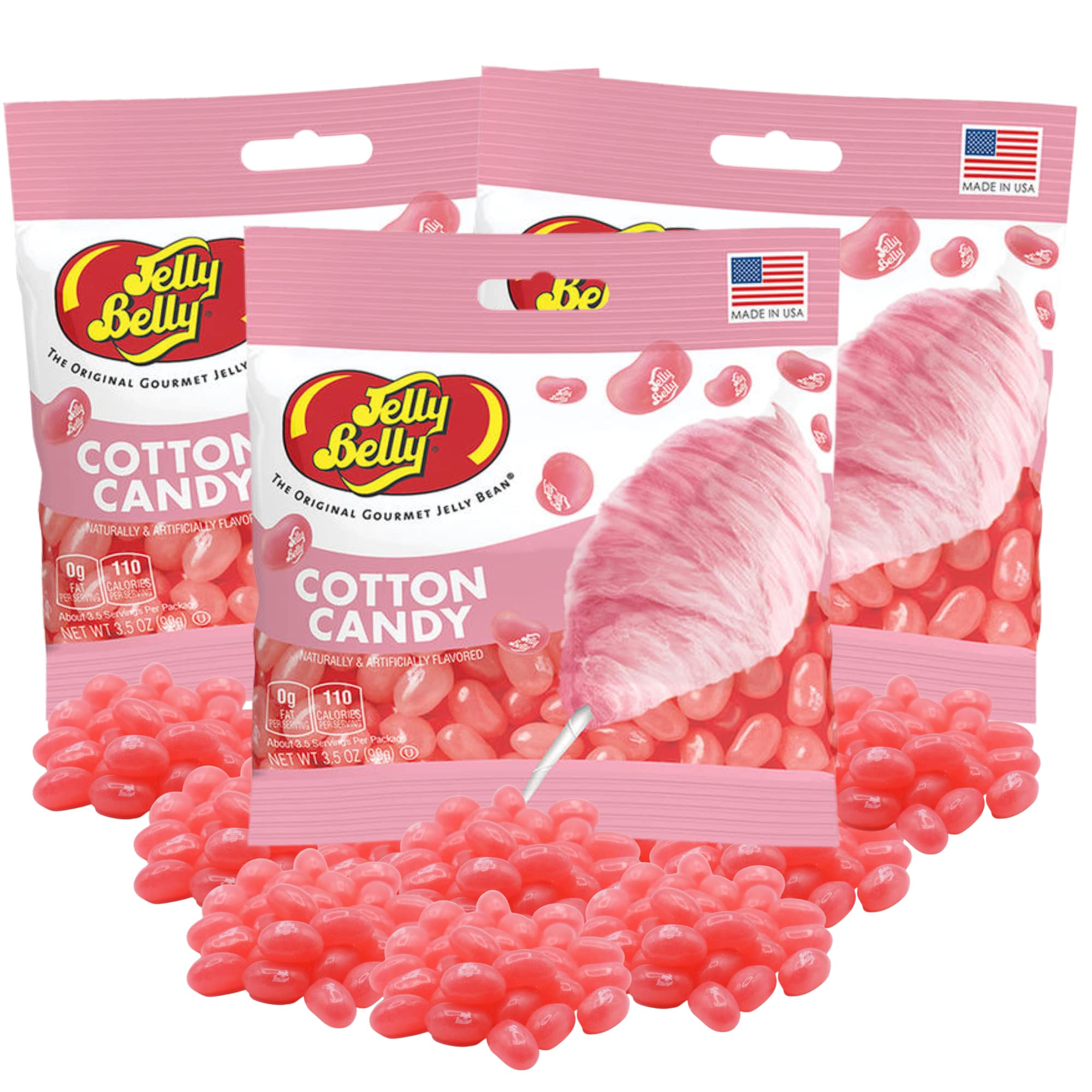 Needzo Cotton Candy Jelly Beans, Pink Gourmet Chewy Candy, Pack of 3 (3.5 oz)