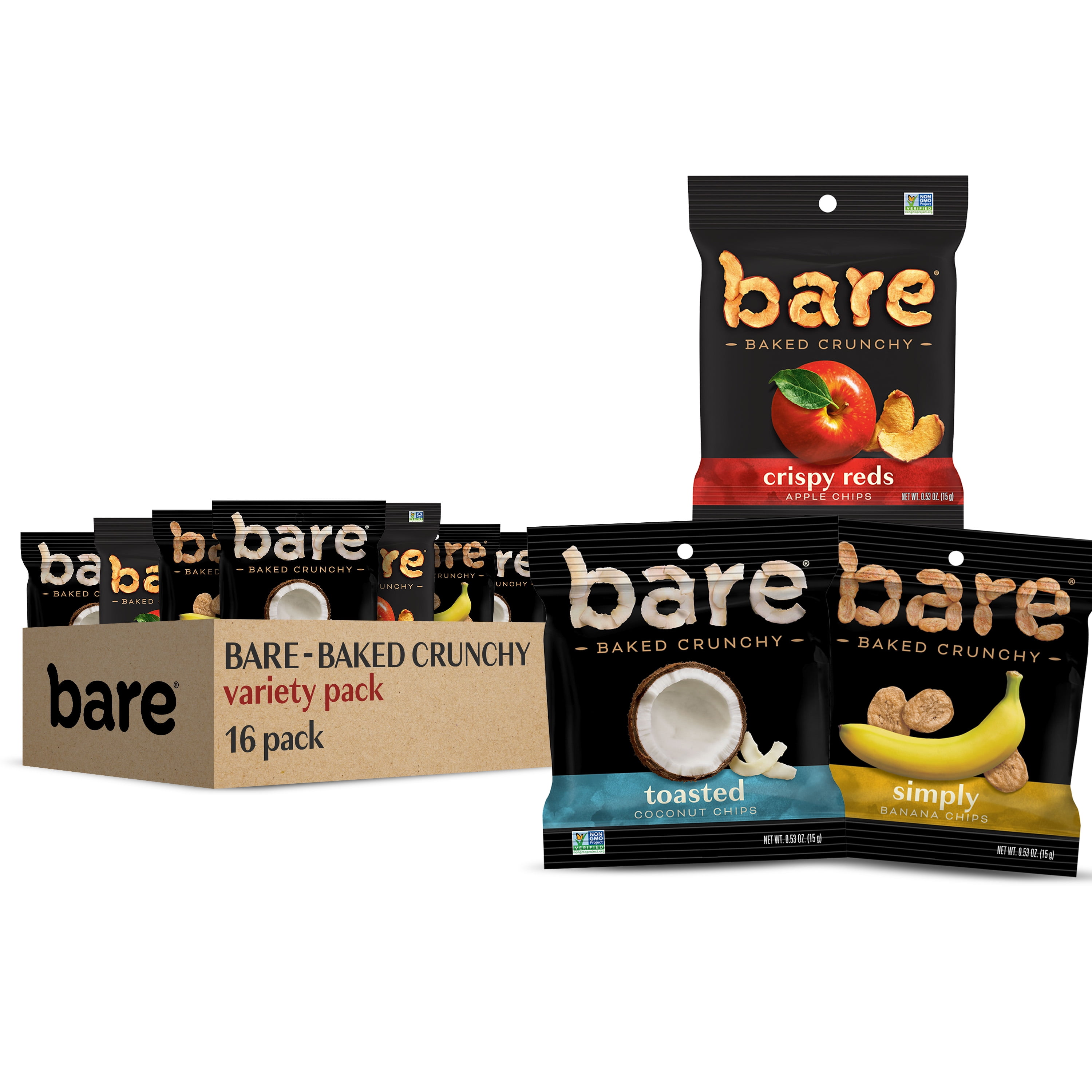 Bare Baked Crunchy Fruit Chips Variety Snack Pack, 16 Count