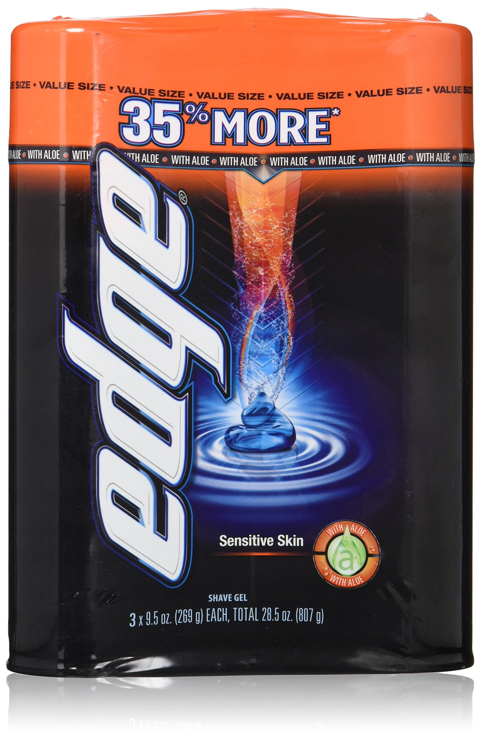 Edge Sensitive Skin Shave Gel with Aloe, 9.5 oz (3-Pack)