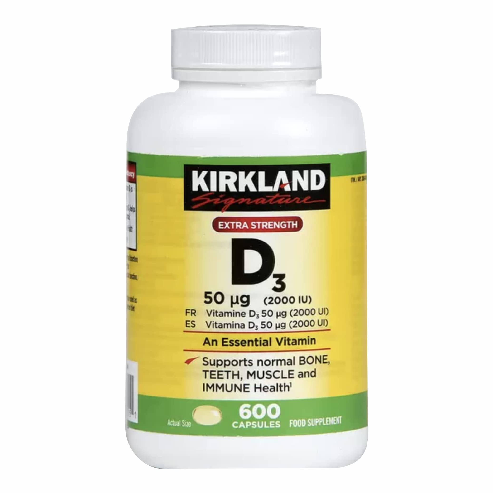 Kirkland Signature Maximum Strength Vitamin D3, 600 Softgels (Pack of 2)