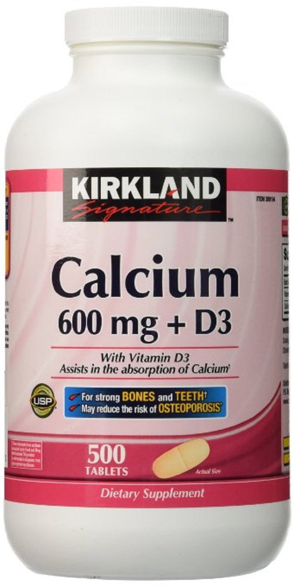 Kirkland Signature Calcium 600 mg + Vitamin D, 500 Tablets