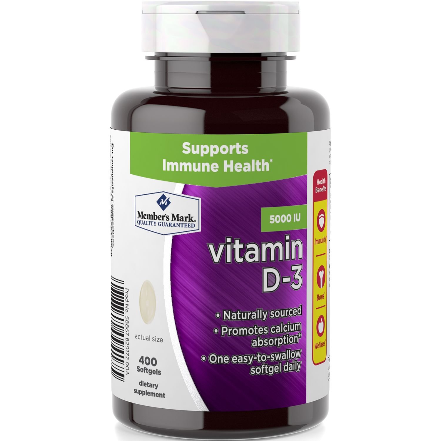 Member's Mark Vitamin D3 5000 IU Softgels (400 Count)