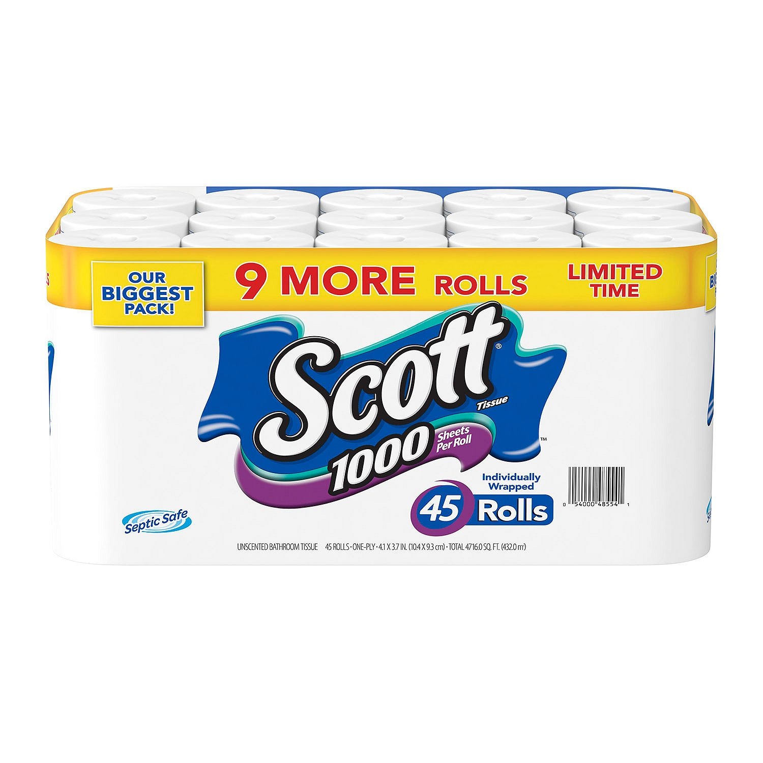 Scott 1000 Bath Tissue, 1,000 Sheets per Roll (45 Rolls)