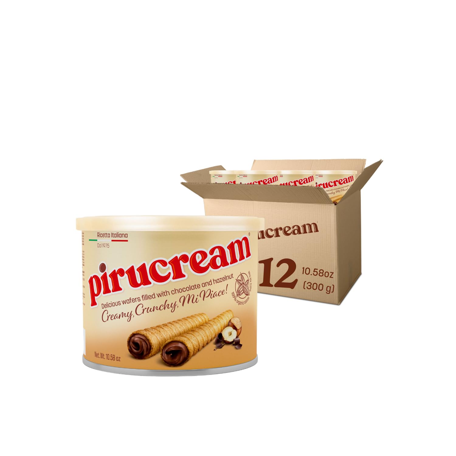 Pirucream Chocolate Hazelnut Wafer Rolls