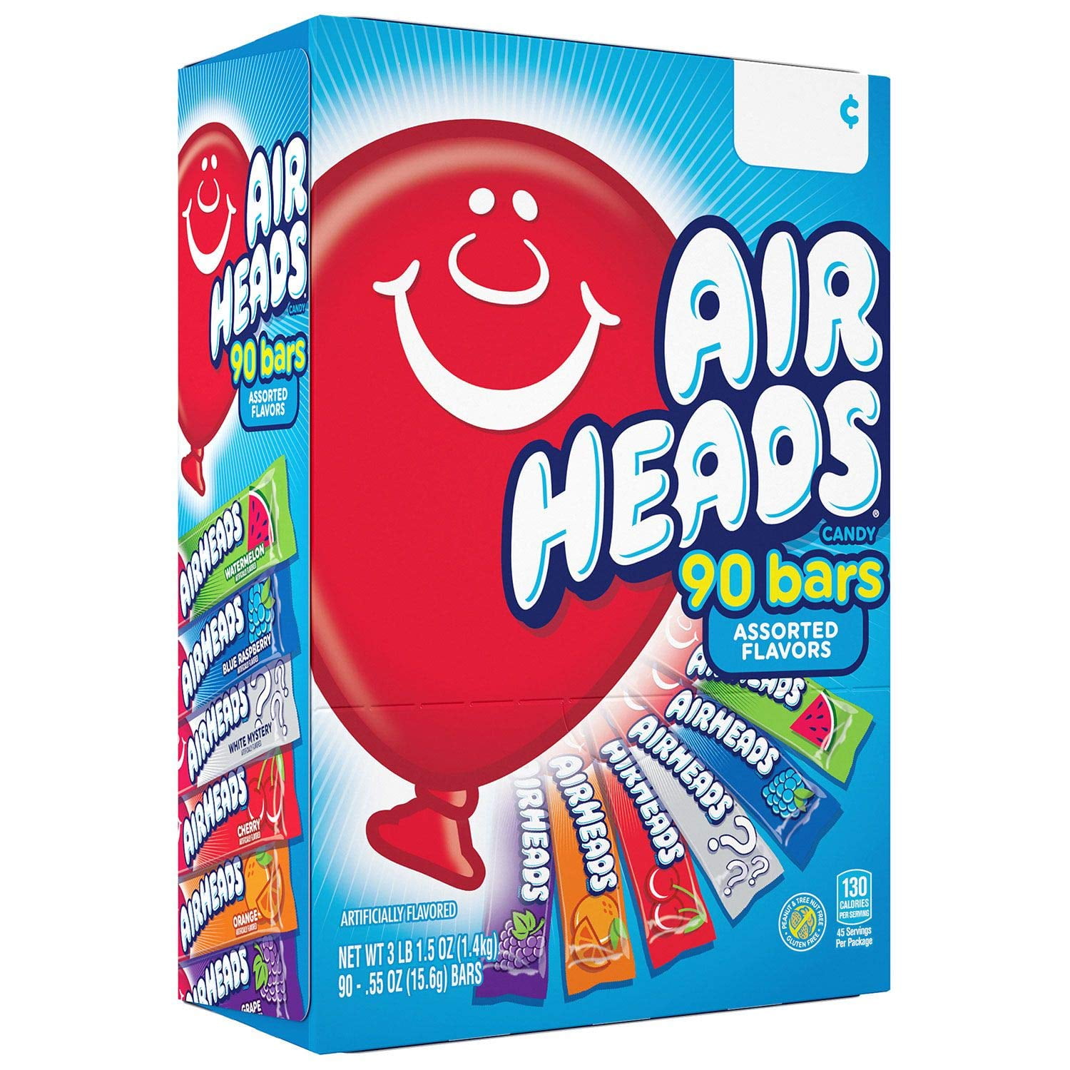Airheads Candy Variety Pack, 0.55 oz Bars, 90 Count