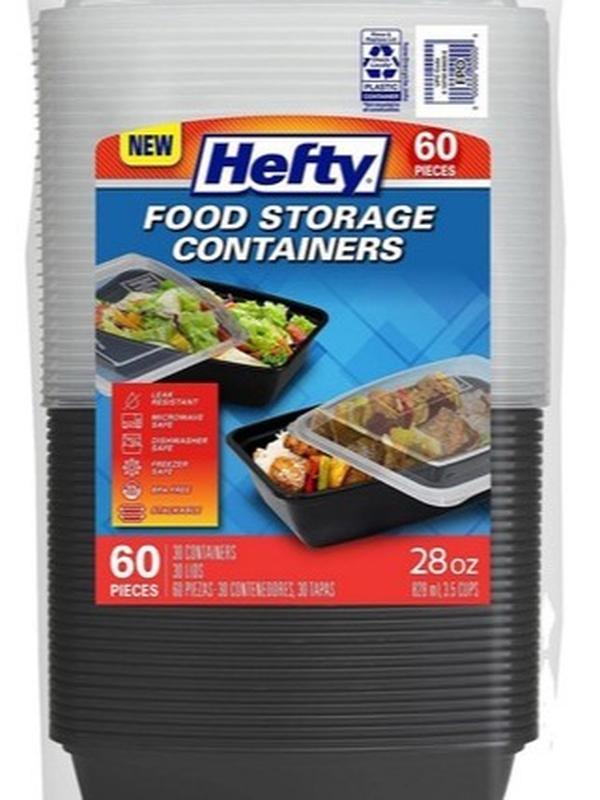 Hefty 28 oz Reusable Meal Prep Food Storage Containers, 60-Piece Set