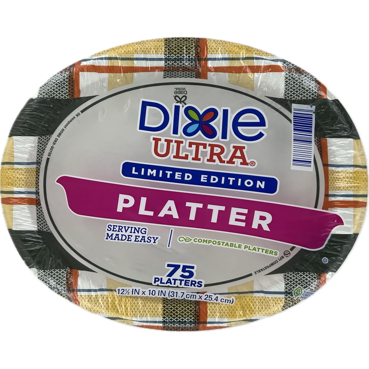 Dixie Ultra Heavy-Duty Paper Platters, 12.5 x 10 in (75 Count)