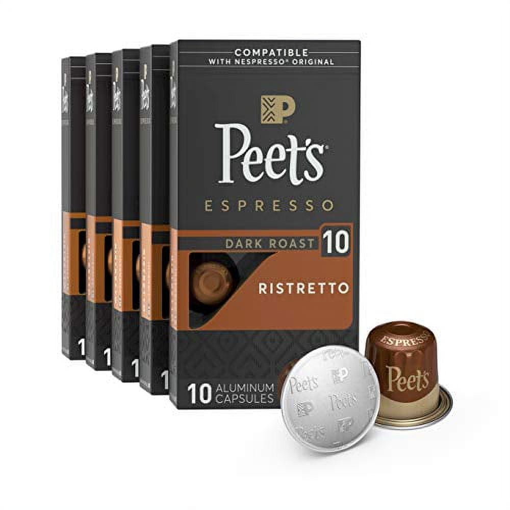 Peet's Coffee Ristretto Espresso Capsules, Intensity 10, 50 Count