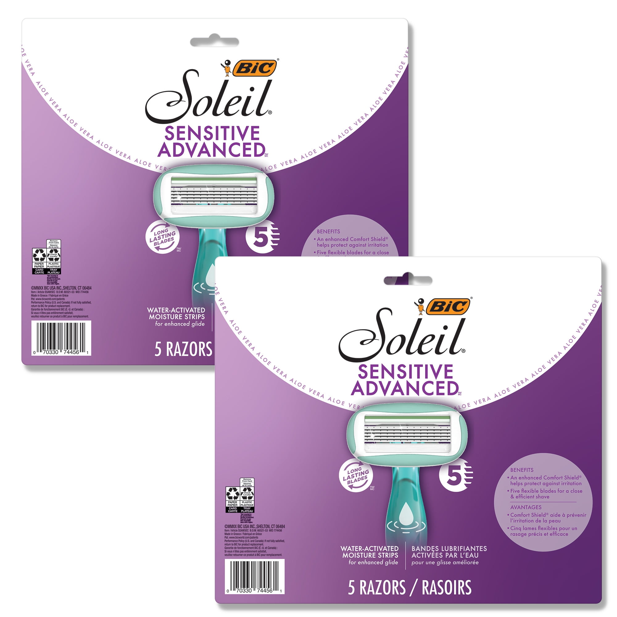 BIC Soleil Sensitive Women's Disposable Razors, 5 Blades (10-Pack)