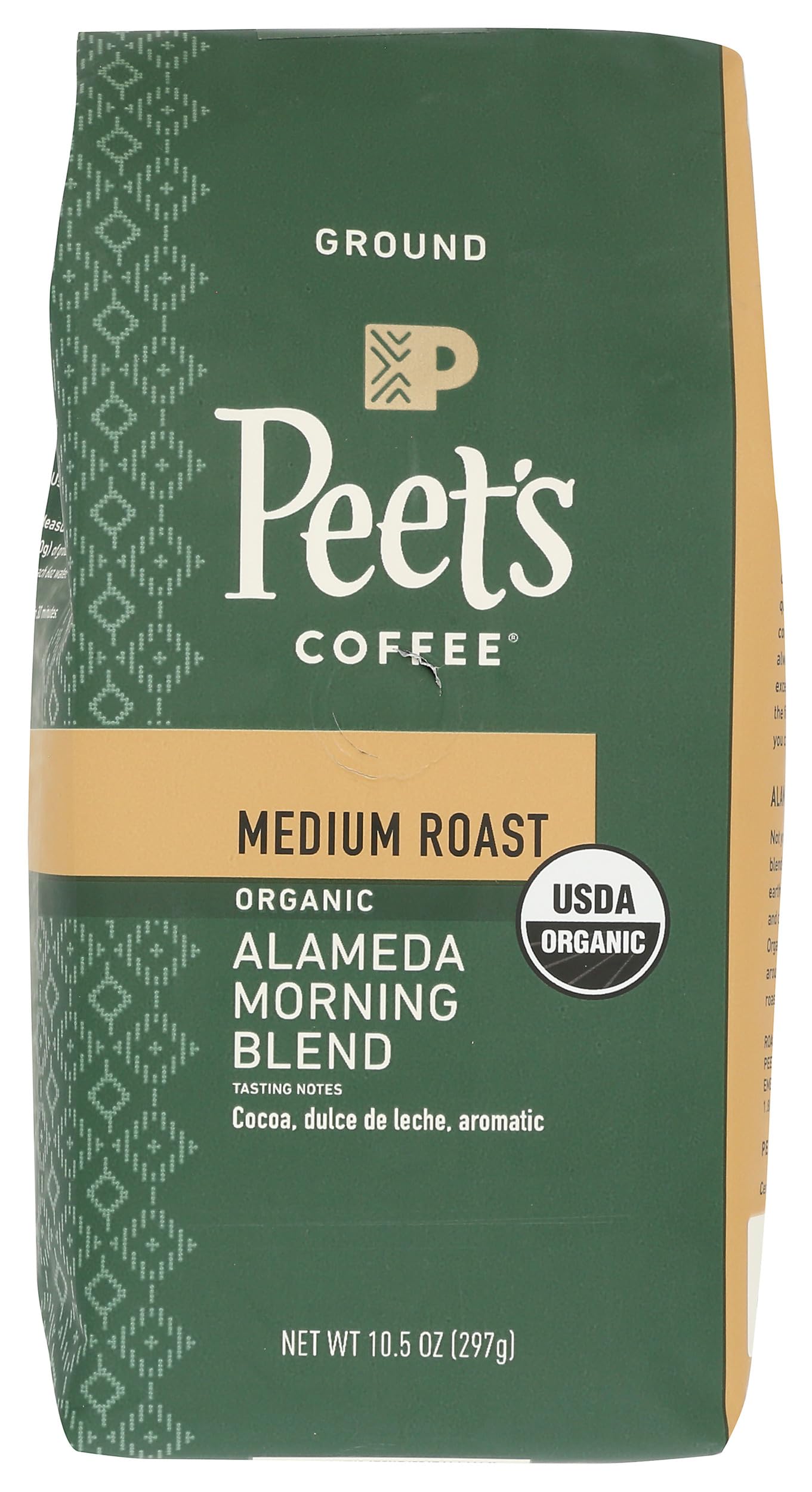 Peet's Coffee Organic Alameda Morning Blend Medium Roast Ground Coffee, 10.5 oz (2-Pack)