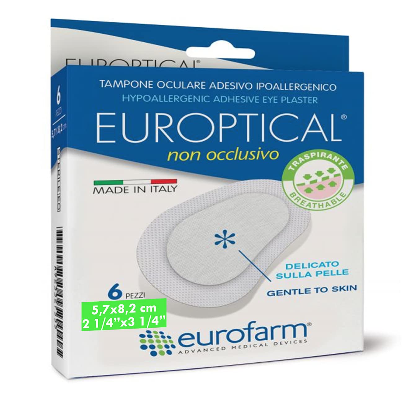 Europtical Non Occlusivo Hypoallergenic Adhesive Eye Patch, 2 1/4 x 3 1/4 in (6 Count)