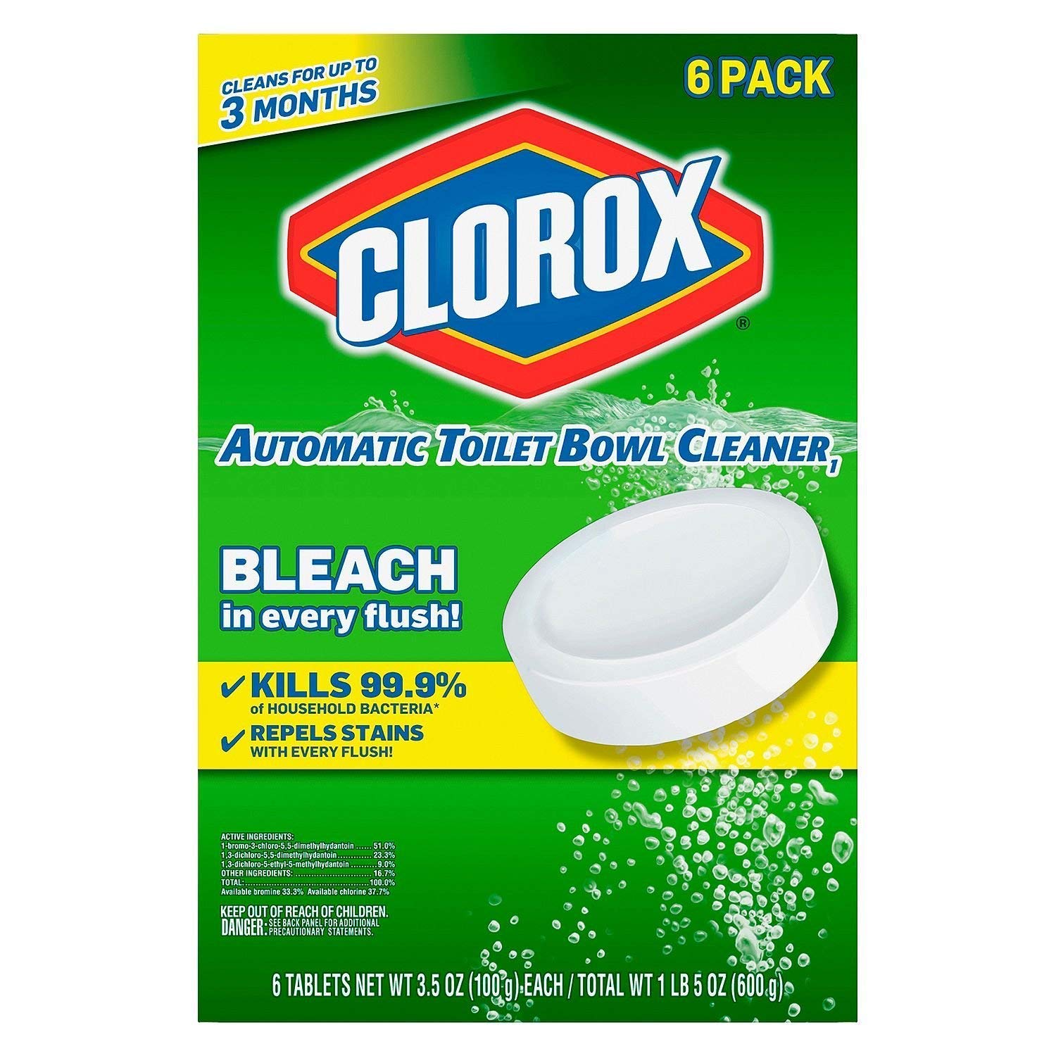 Clorox Automatic Toilet Bowl Cleaner Tablets, 3.5 oz (6-Pack)