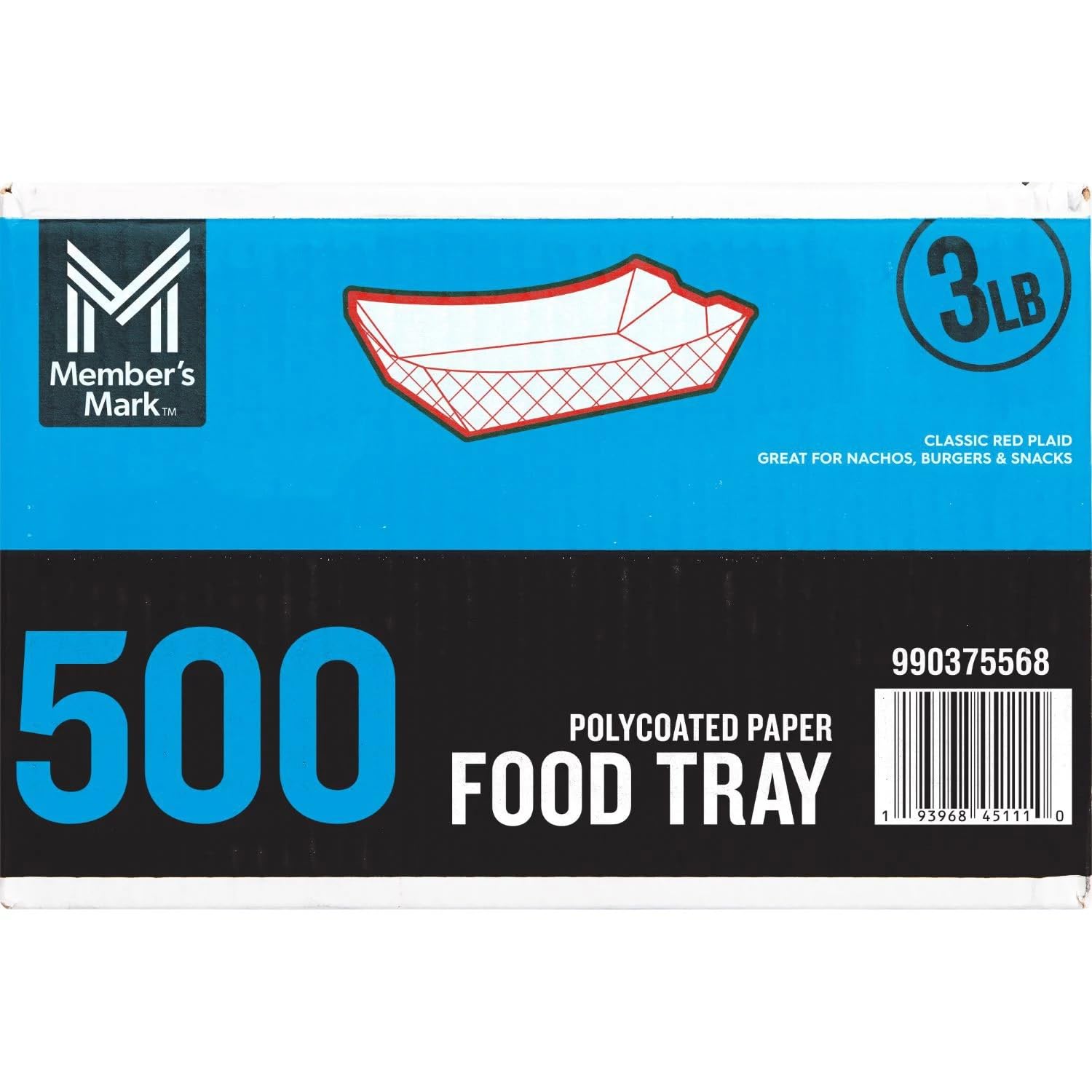 Member's Mark 3 lb Capacity Paper Food Trays, 500 Count