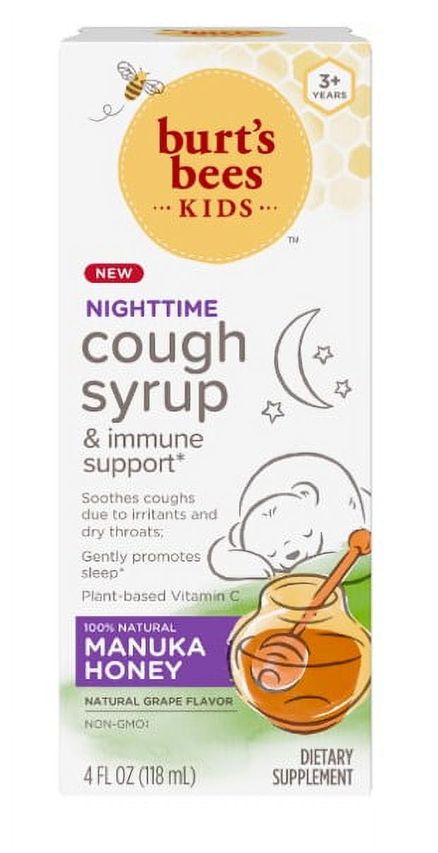 Burt's Bees Kids Nighttime Cough Syrup, Grape, 4 fl oz