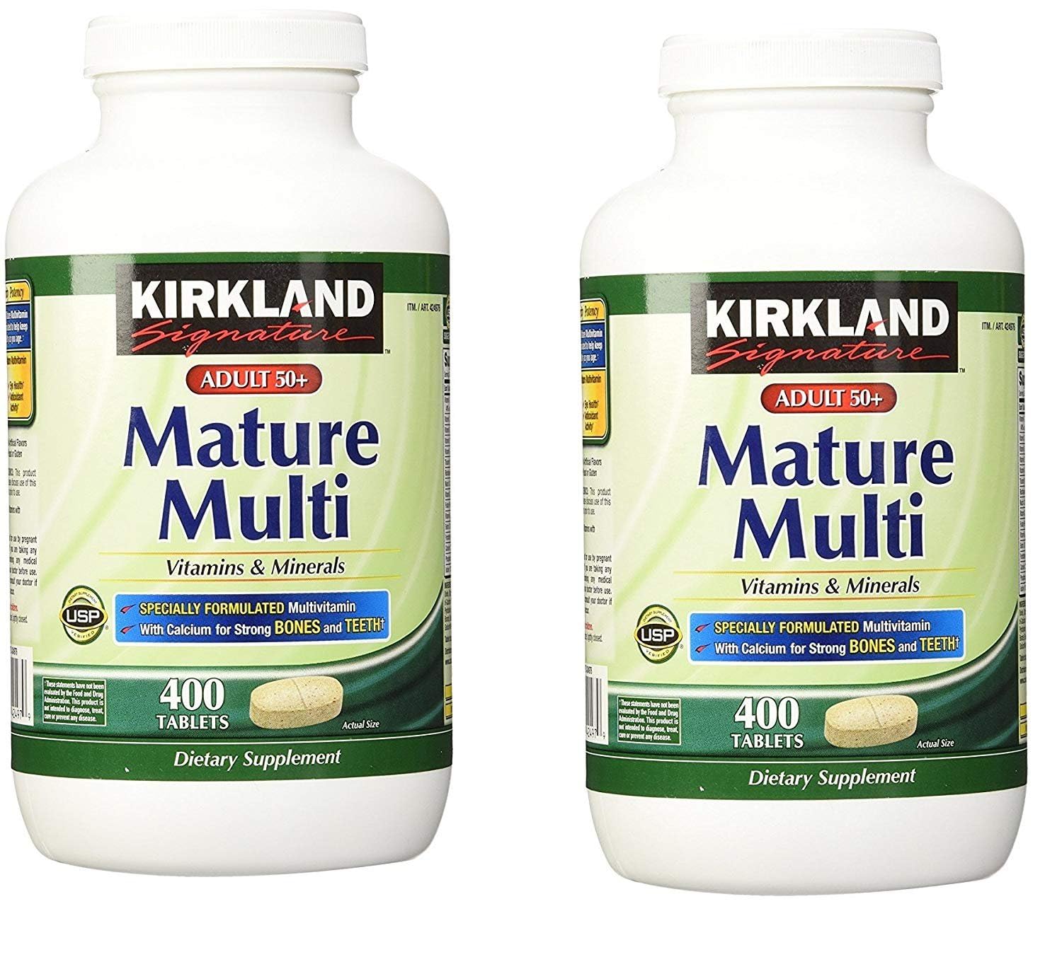 Kirkland Signature Adult 50+ Multivitamins & Minerals, 400 Tablets (2-Pack)