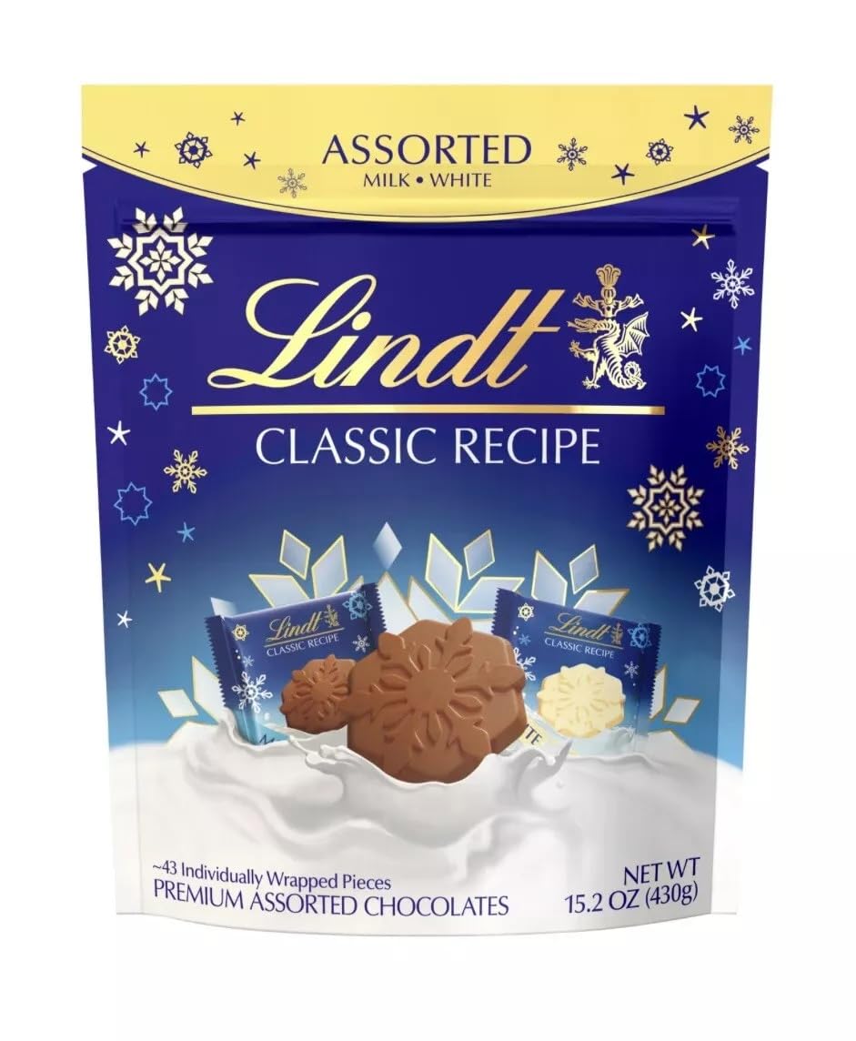 Lindt Classic Recipe Holiday Snowflake Chocolates, 43 Pieces, 15.2 oz