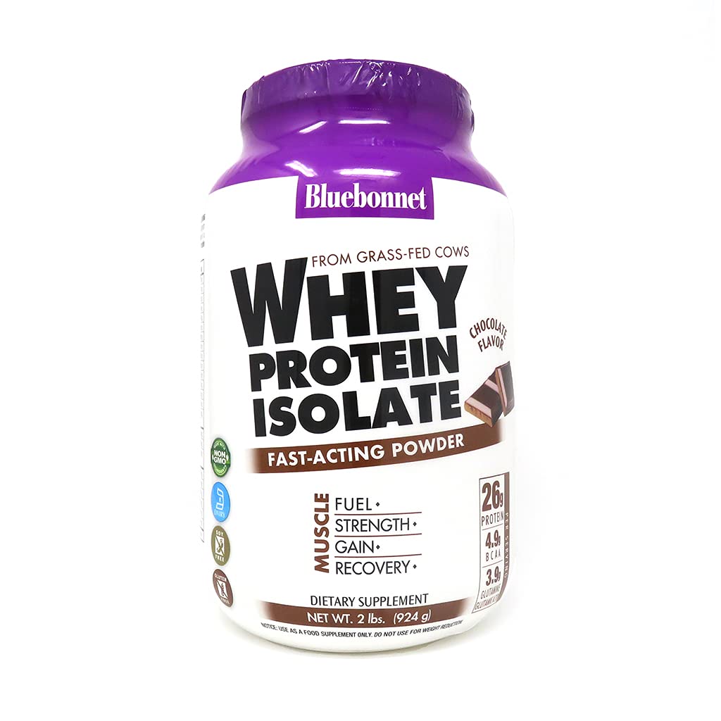 Bluebonnet 100% Natural Whey Protein Isolate, Chocolate, 2 lb