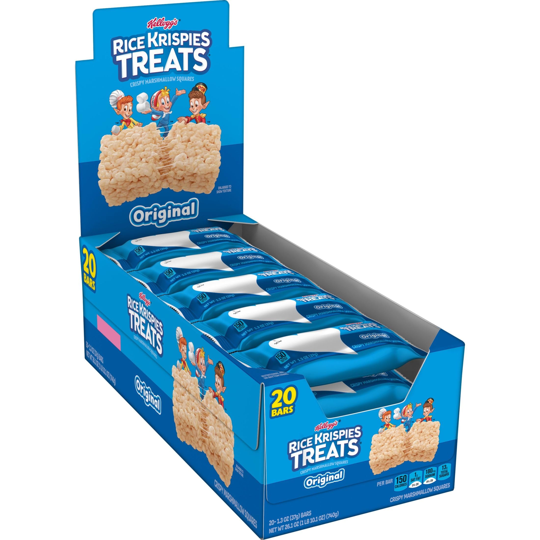 Rice Krispies Treats Original Marshmallow Snack Bars, 26 oz Box (20 Bars)