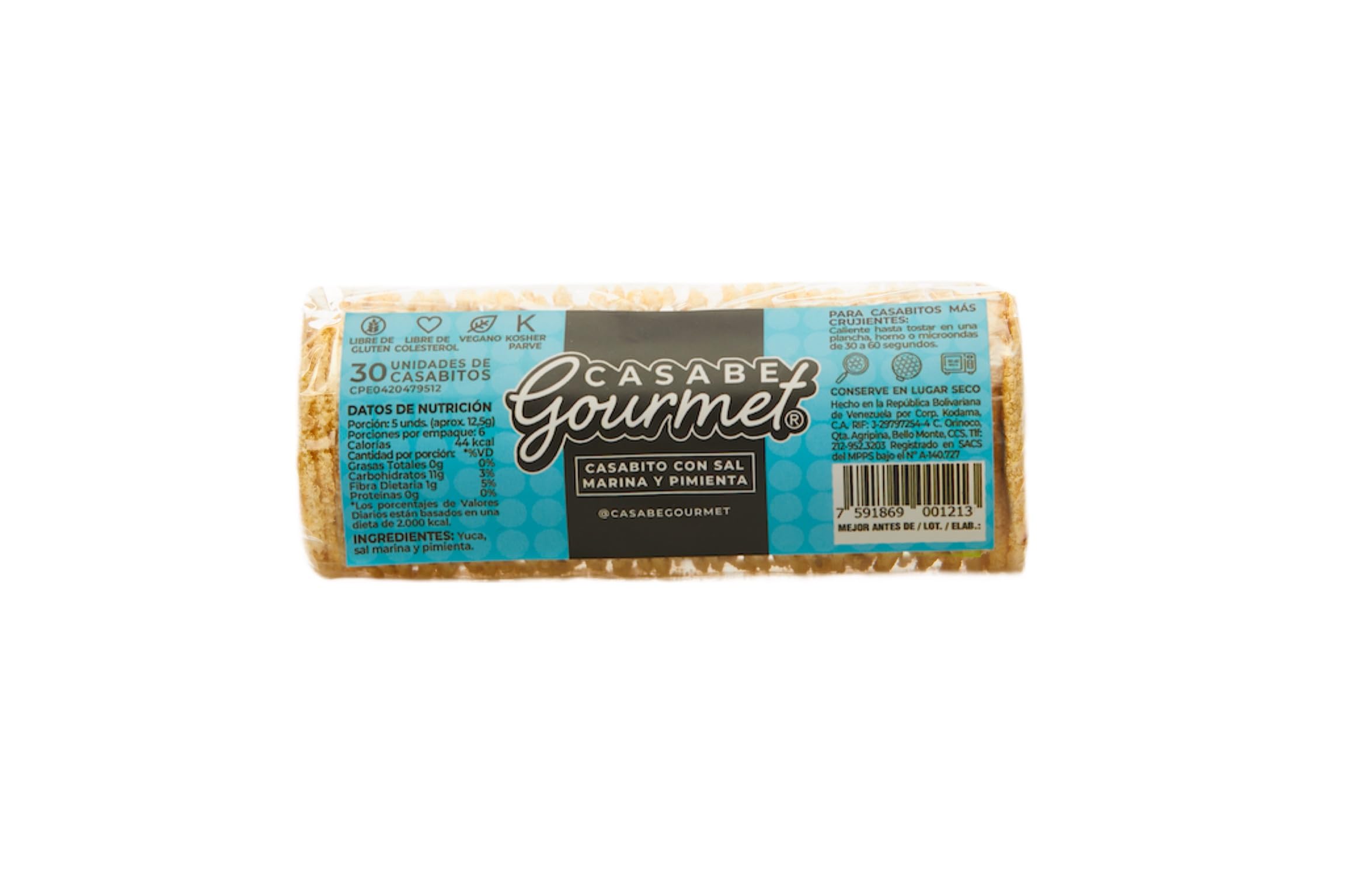 Casabe Gourmet Casabito Cassava Crackers, Sea Salt & Pepper