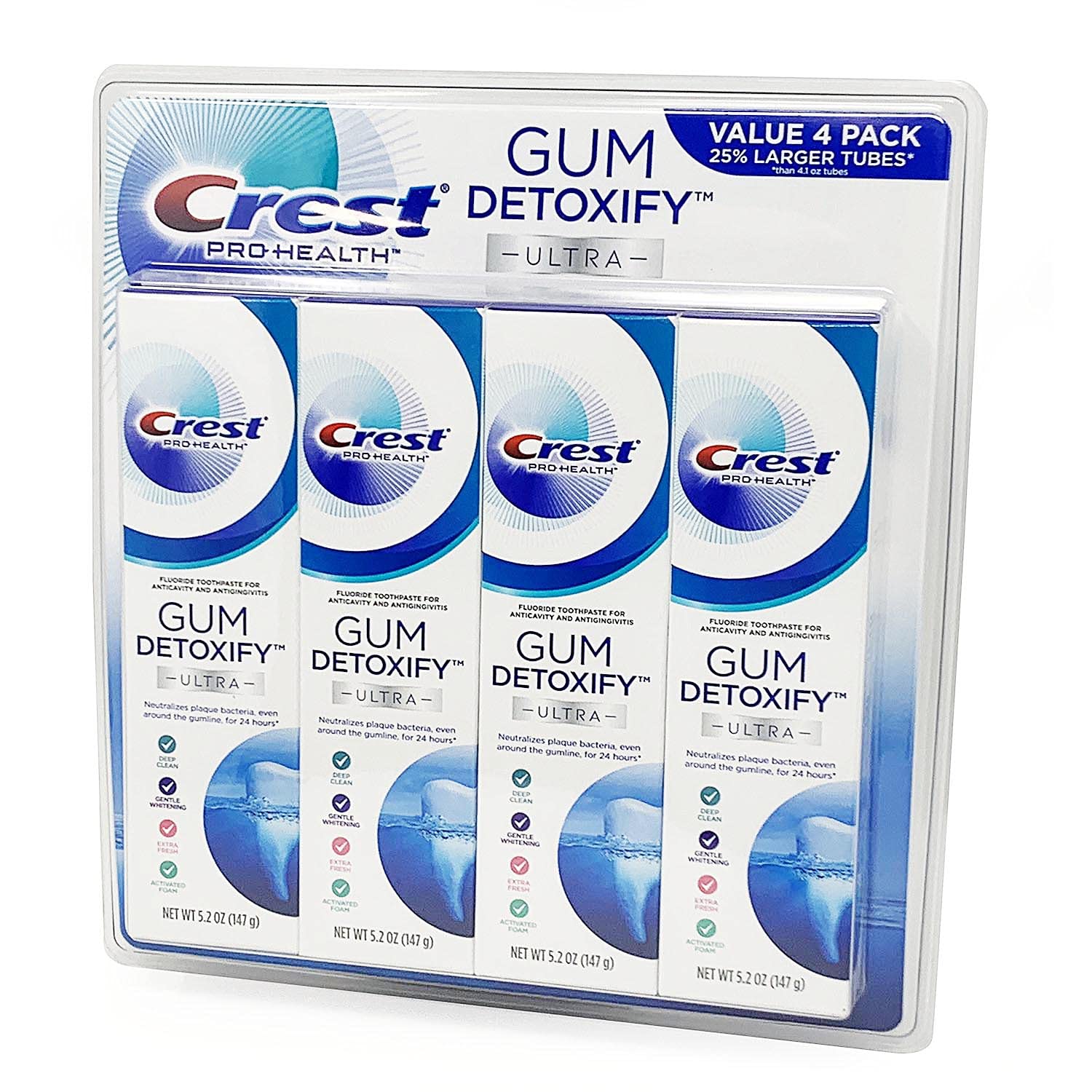 Crest Pro-Health Ultra Gum Detoxify Toothpaste, 4-Pack (5.2 oz)