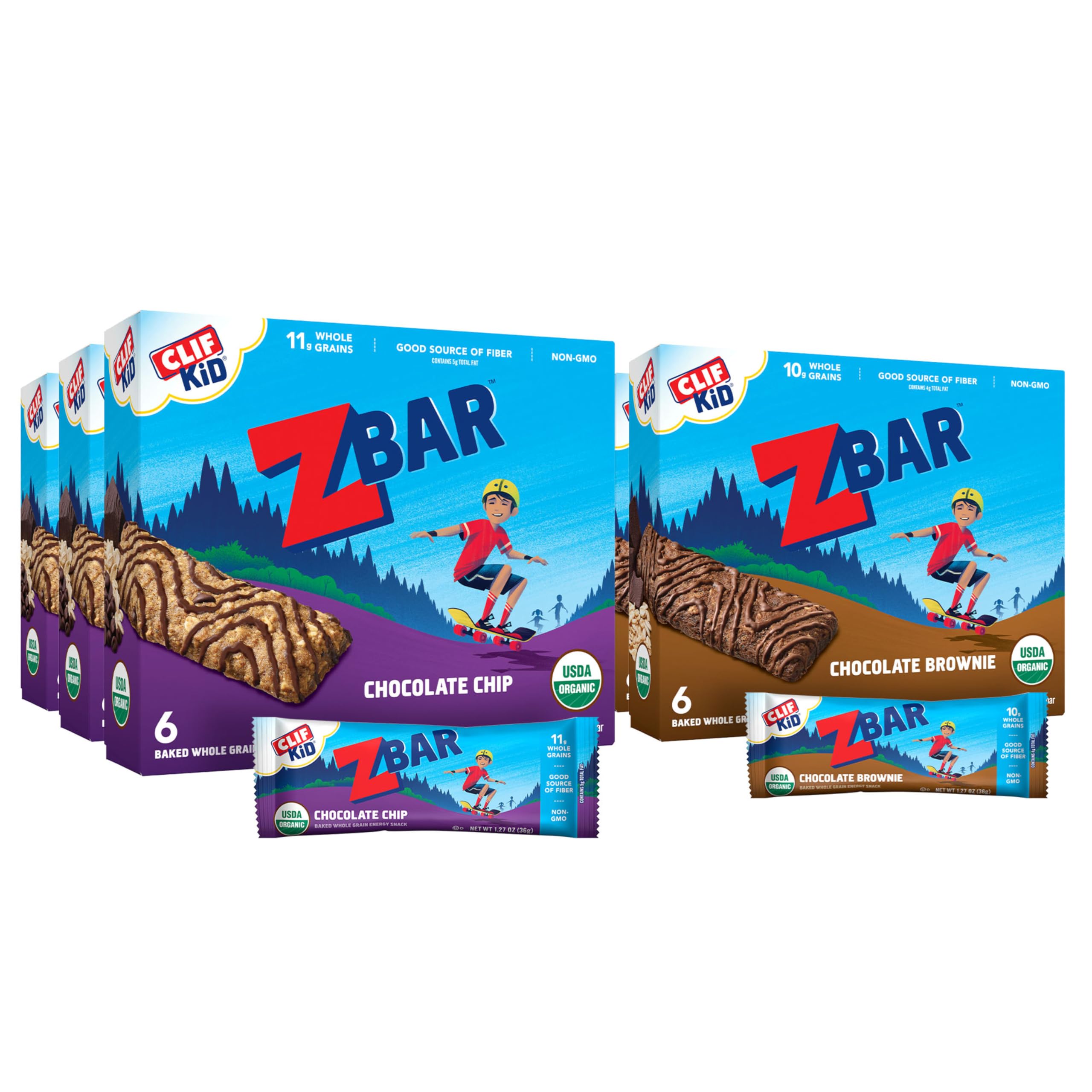 Zbar Organic Soft-Baked Snack Bars, Chocolate Chip & Brownie Variety (36 Count)