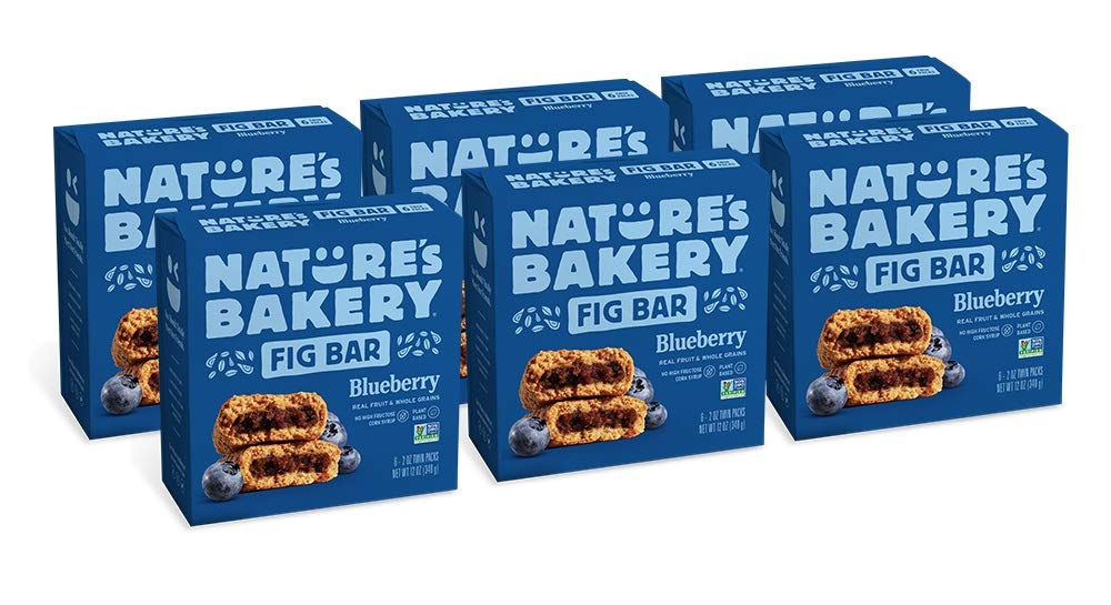 Nature's Bakery Whole Wheat Fig Bars, Blueberry, Vegan & Non-GMO (6 Count, Pack of 6)