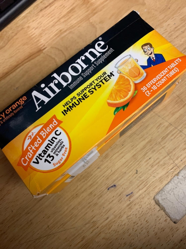 Airborne Zesty Orange Effervescent Immune Support Tablets, 36 ct (2-Pack)
