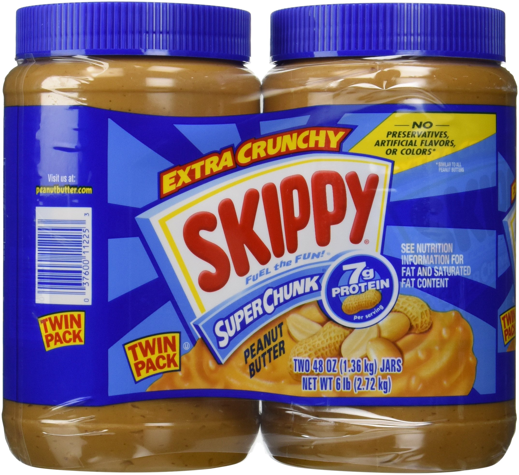 Skippy Extra Crunchy Super Chunk Peanut Butter, 48 oz (Twin Pack)