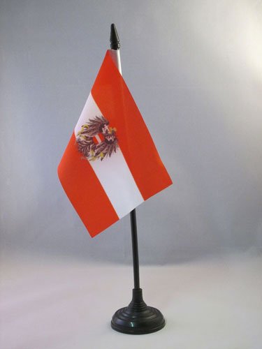 AZ FLAG Austria with Eagle Table Flag 4'' x 6'' - Austrian Coat of arms Desk Fla AZ FLAG Austria with Eagle Table Flag 4'' x 6'' - Austrian Coat of arms Desk Fla
