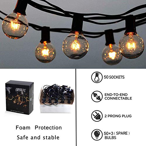 Outdoor String Lights 50 Ft 53 Pcs G40 Edison Bulbs Backyard Patio Lights for for sale online eBay