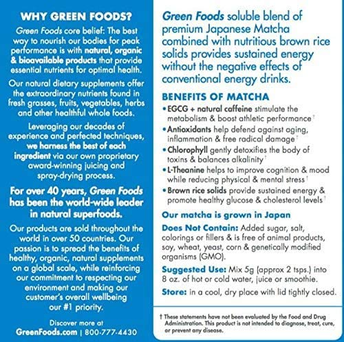 Green Foods Organic Matcha Green Tea Powder, 2-Pack (22 oz Total)