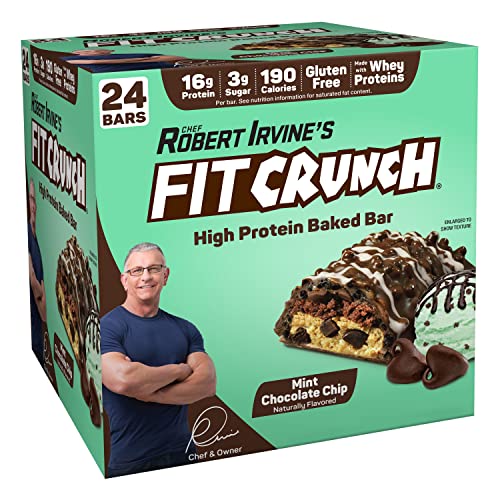 FITCRUNCH Snack Size Protein Bars Value Pack, Mint Chocolate Chip (24 Count)