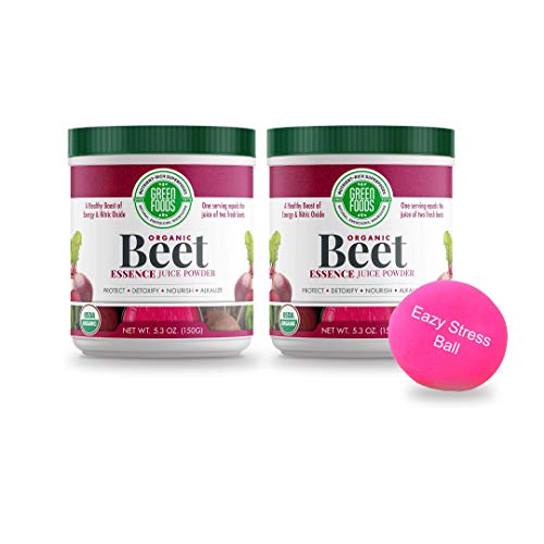 Green Foods Organic Beet Essence Juice Powder, 5.3 oz (2-Pack) with Stress Ball